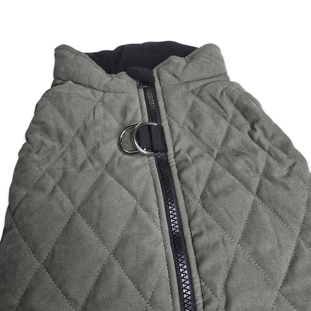 Scenereal Quilted Dog Jacket XL Olive Green Fleece Lined Harness D-Ring NWT